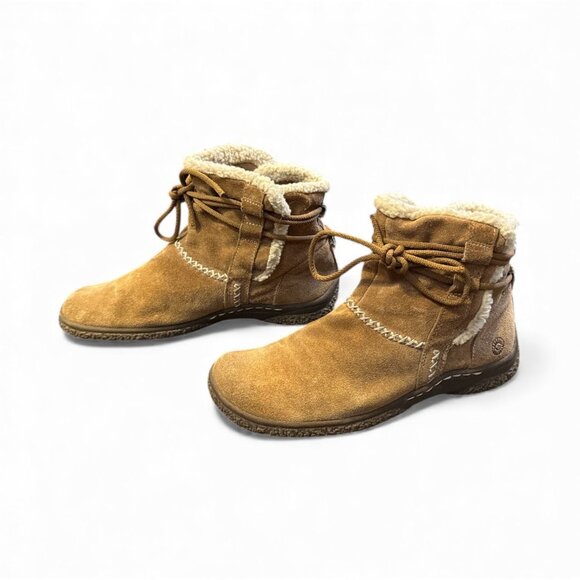 Earth Spirit Paula II Womens Size 8 Tan Suede Ankle Boots With Faux Fur Lining & - Picture 2 of 7